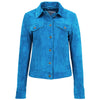 Womens Soft Suede Trucker Style Jacket Alma Turquoise 2