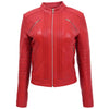 Womens Leather Classic Biker Style Jacket Alice Red 2