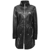 Womens Real Leather Hooded Parka Coat Tyra Black 2