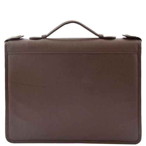 Real Leather Portfolio Case with Carry Handle HL49 Brown