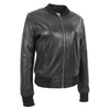 Womens Real Leather Varsity Bomber Jacket Faye Black 2