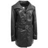 Womens Leather Trench Coat with Belt Shania Black 2