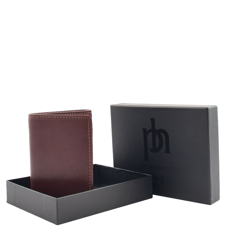 Mens Trifold Leather Credit Card Wallet Titus Brown 4