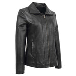 Womens Classic Zip Fastening Leather Jacket Julia Black 3