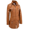 Womens Leather Dual Zip Fastening Jacket Kendall Tan 2