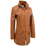 Womens Leather Dual Zip Fastening Jacket Kendall Tan 2