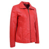 Womens Classic Zip Fastening Leather Jacket Julia Red 3