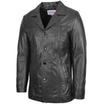 Mens Leather Classic Reefer Jacket Thrill Black 3