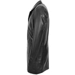 Mens Leather 3/4 Length Crombie Coat Jimmy Black 3