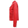 Womens Leather Standing Collar Jacket Becky Red 4