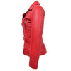 Womens Leather Hip Length Biker Jacket Celia Red 5