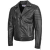Mens Biker Leather Jacket Dual Zip Hook Black 3