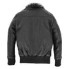 Boys Leather Bomber Jacket with Detachable Collar Liam Black 1