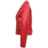 Womens Cross Zip Biker Leather Jacket Cara Red 5