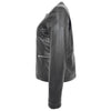 Womens Leather Collarless Jacket with Quilt Design Joan Black 4