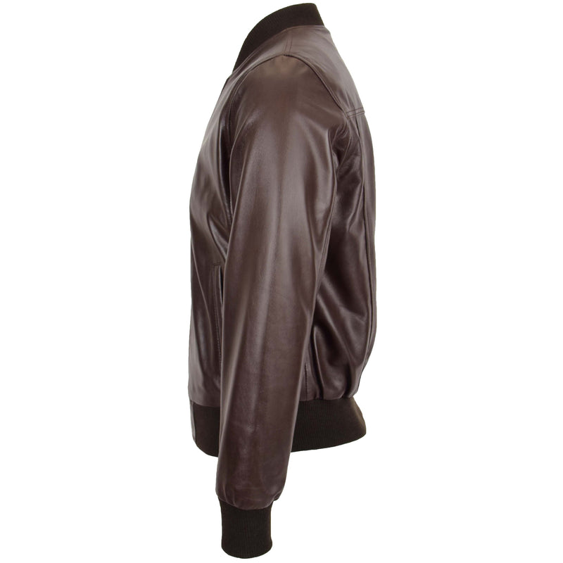 Mens Leather MA-1 Bomber Jacket Ryan Brown 4