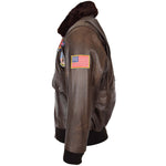 Mens Bomber Leather Jacket Air Force Style Lester Brown 4