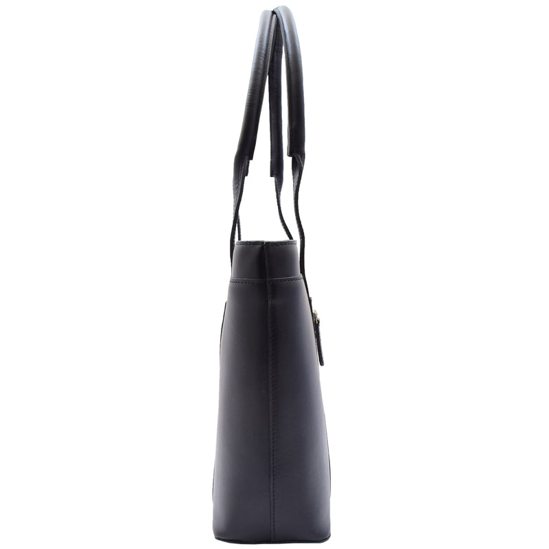 Womens Real Leather Shoulder Bag Large Hobo Handbag Lucy Black 4