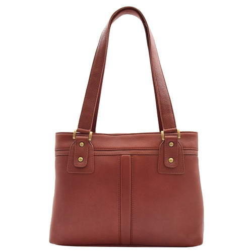 Womens Leather Mid Size Shopper Handbag Bellevue Brown