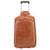 Real Leather Cabin Suitcase Wheeled Trolley Newton Tan