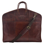  Real Leather Suit Carrier Large Capacity Travel Garment Bag Oxford Brown 3