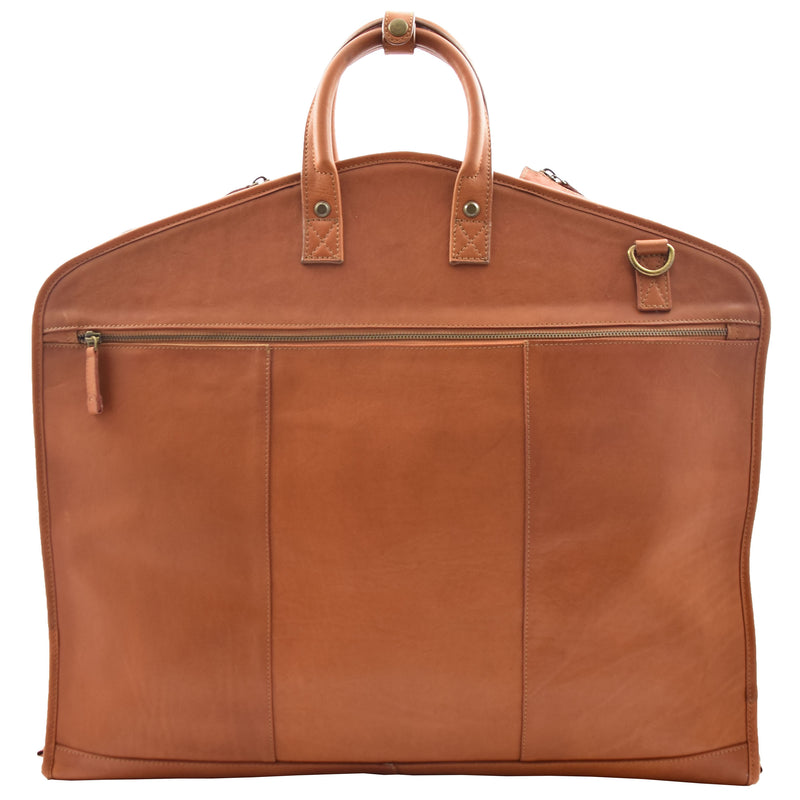 Copy of Real Leather Suit Carrier Large Capacity Travel Garment Bag Oxford Tan 7