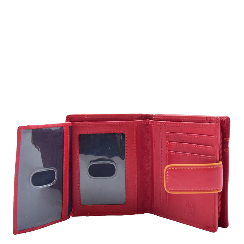 Womens Bifold Leather Purse Booklet Style Wallet HOL117 Red 5