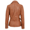 Womens Leather Hip Length Biker Jacket Celia Tan 1