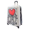 Four Wheels Big Heart Shape Printed Suitcase H820 White 1