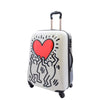 Four Wheels Big Heart Shape Printed Suitcase H820 White 6