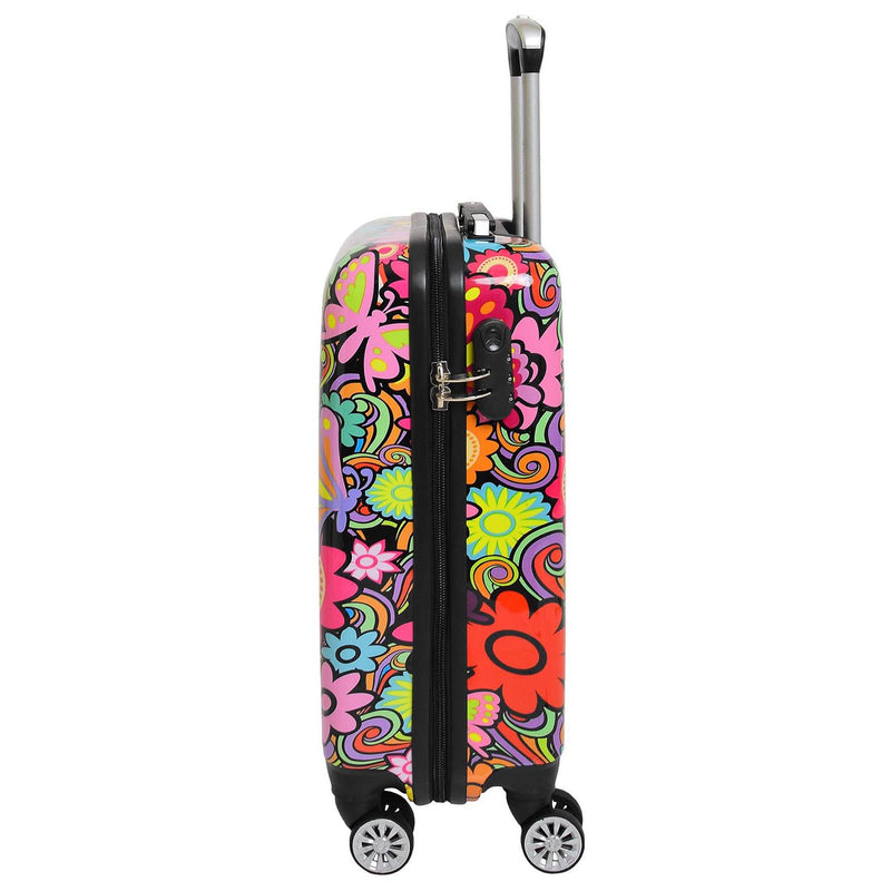 Four Wheel Suitcase Hard Shell Luggage Flower Print 3