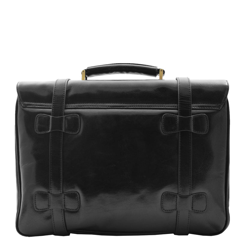 Mens Leather Briefcase Cross Body Bag Snowshill Black 1
