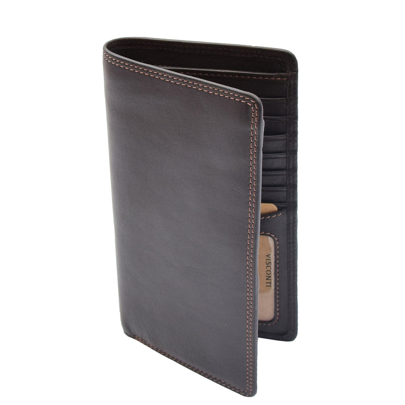 Real Leather Vertical Bifold Breast Wallet HOL120 Brown 2