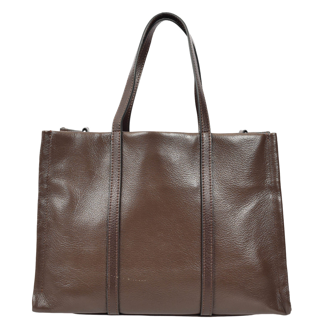 Women's Real Leather Handbag Detachable Strap Shoulder Bag Raven Coffee 3