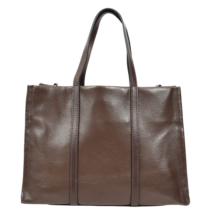 Women's Real Leather Handbag Detachable Strap Shoulder Bag Raven Coffee 3