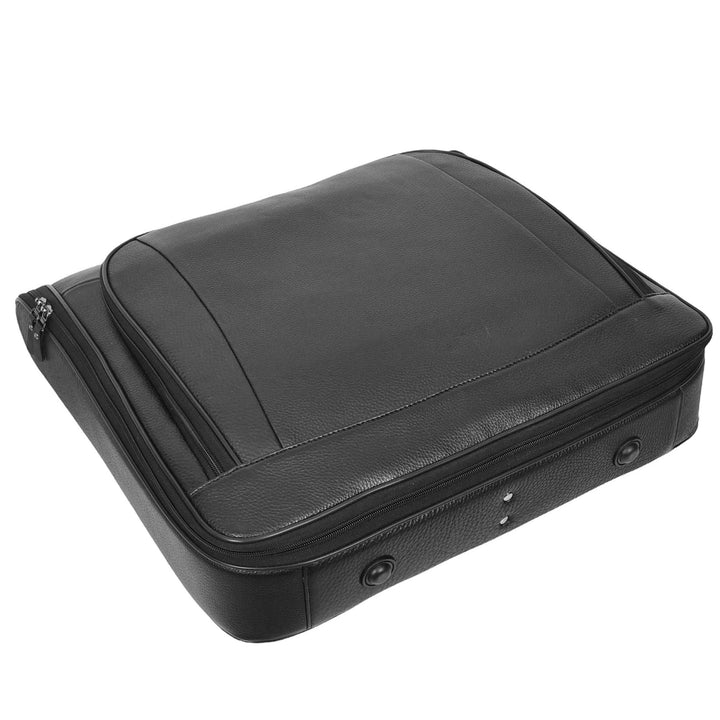 Real Leather Large Size Travel Garment Suit Carrier Bag Narok Black-6