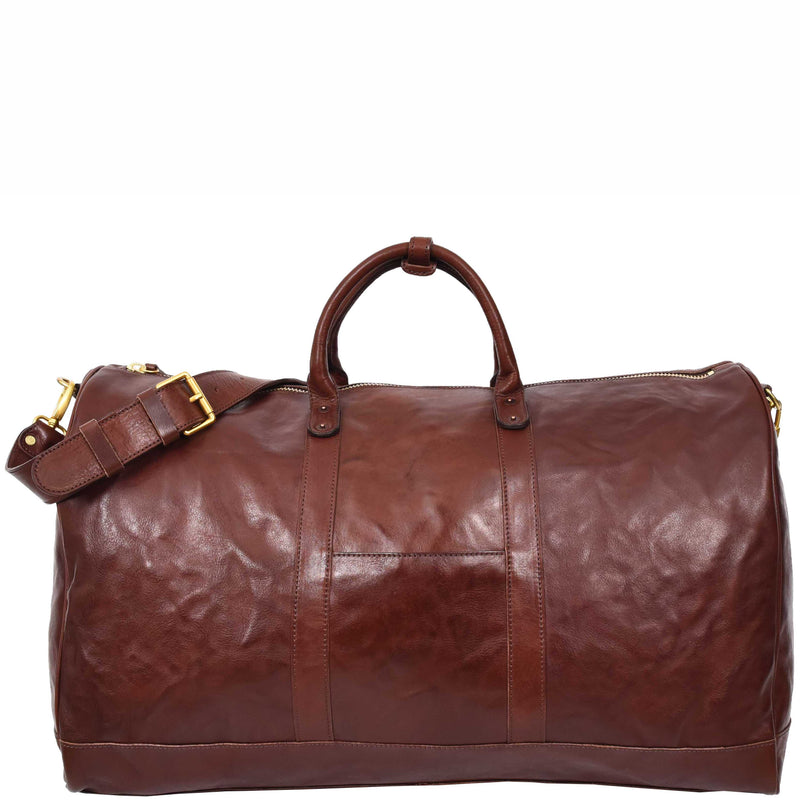 Travel Duffle Bag Genuine Vegetable Leather Large Holdall HOL712 Brown 10