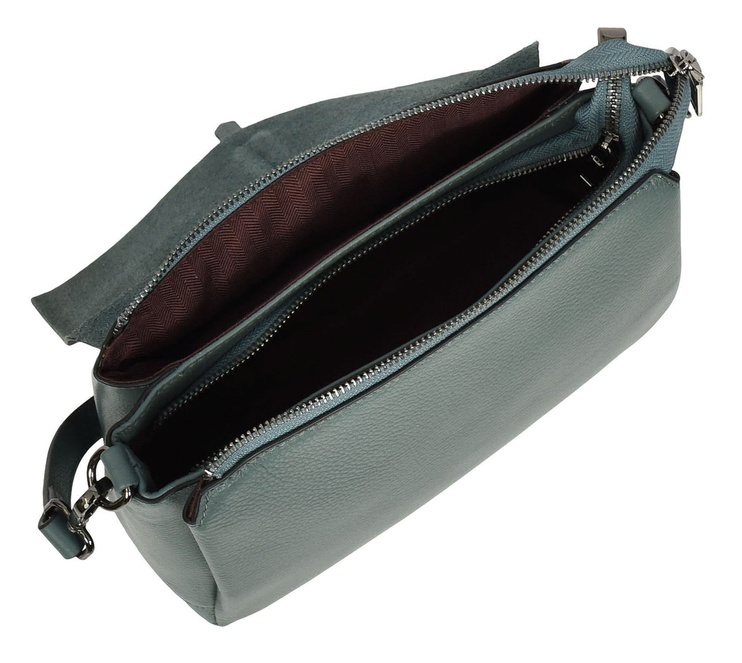 Women's Premium Leather Shoulder Bag 2-in-1 Style Handbag  Zelia Teal