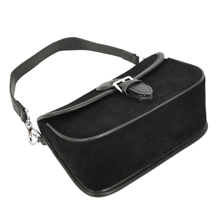 Women’s Real Suede Crossbody Bag Small Handbag Elodie Black 7