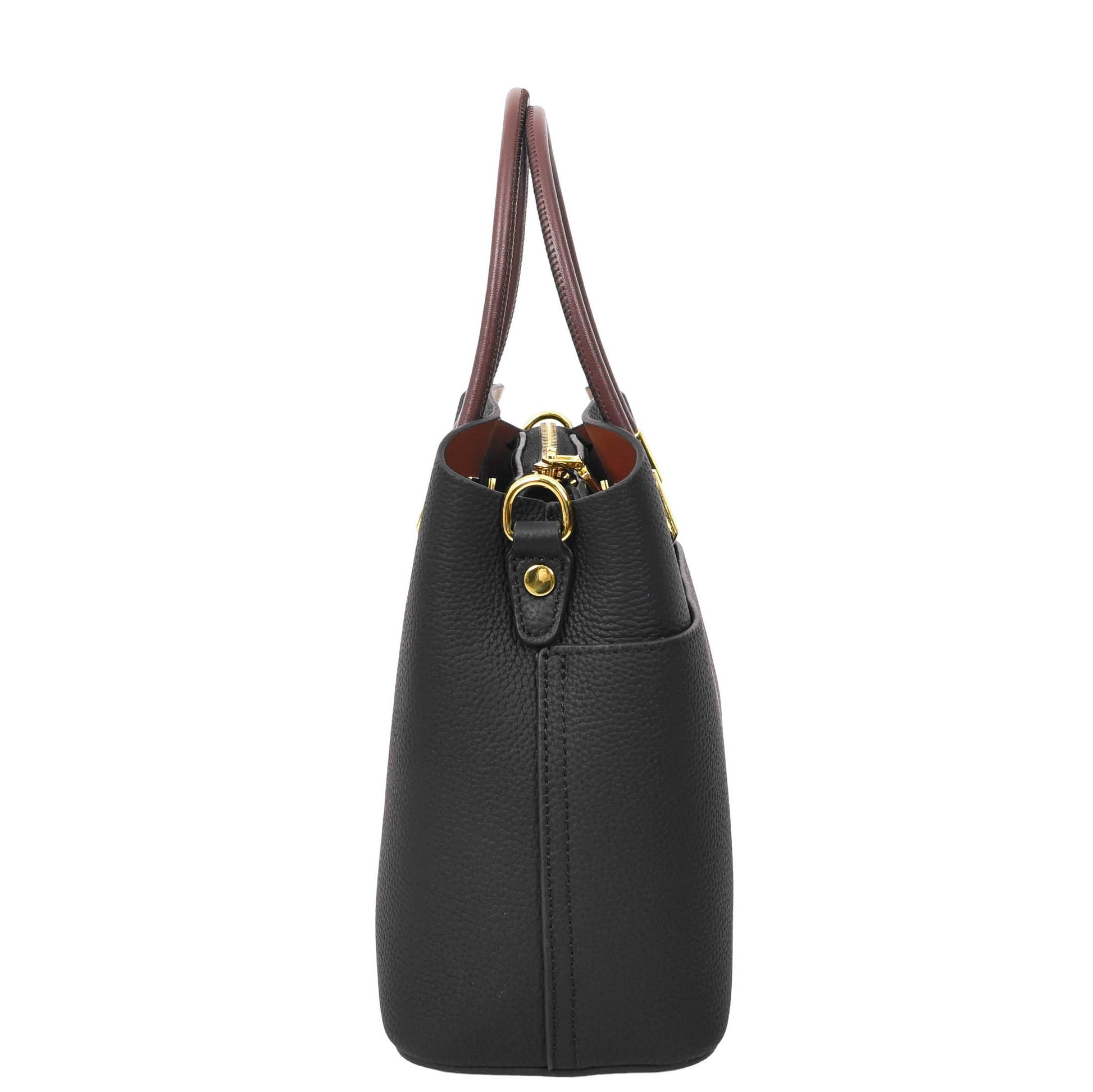 Womens Leather Top Handle Bag Ella Black 4