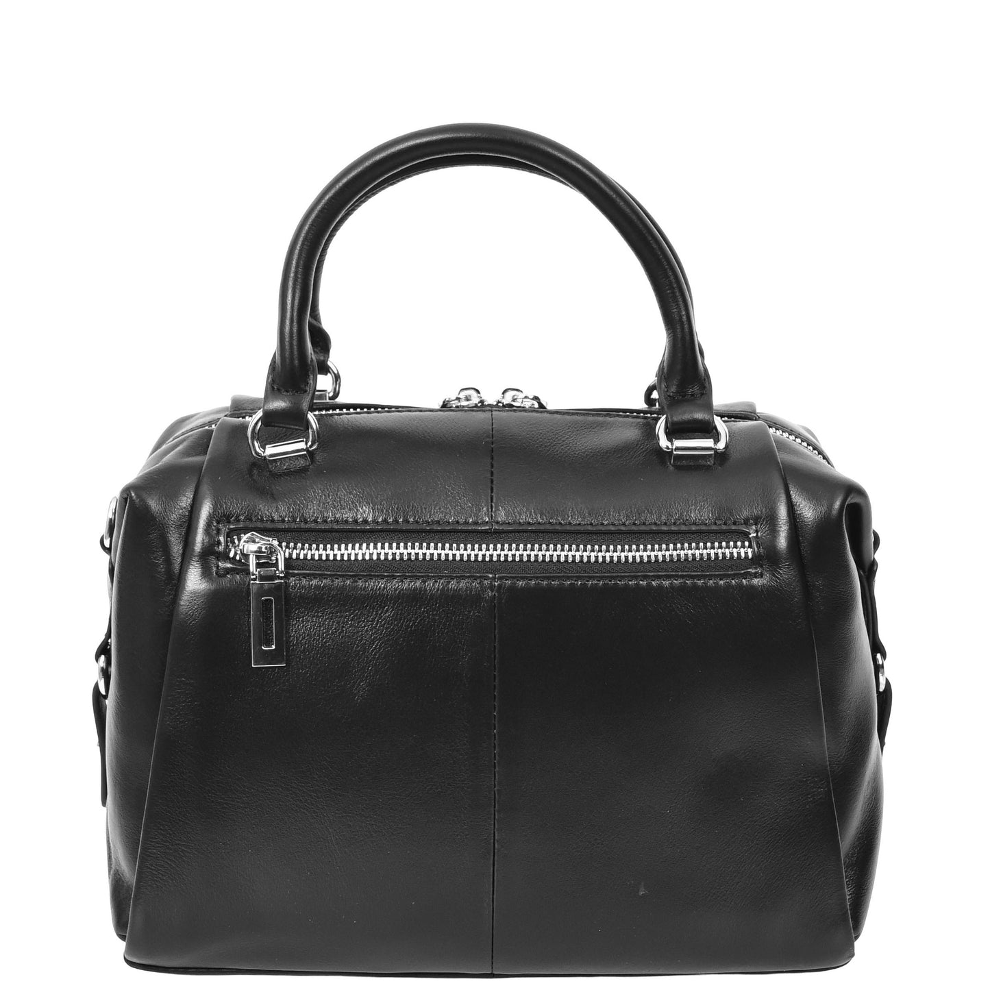 Womens Leather Small Barrel Shape Handbag Luna Black 1