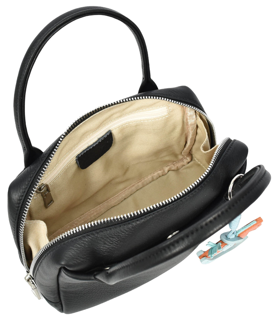 Womens Real Leather Handbag Small Top-Handle Style Beatrice Black-6