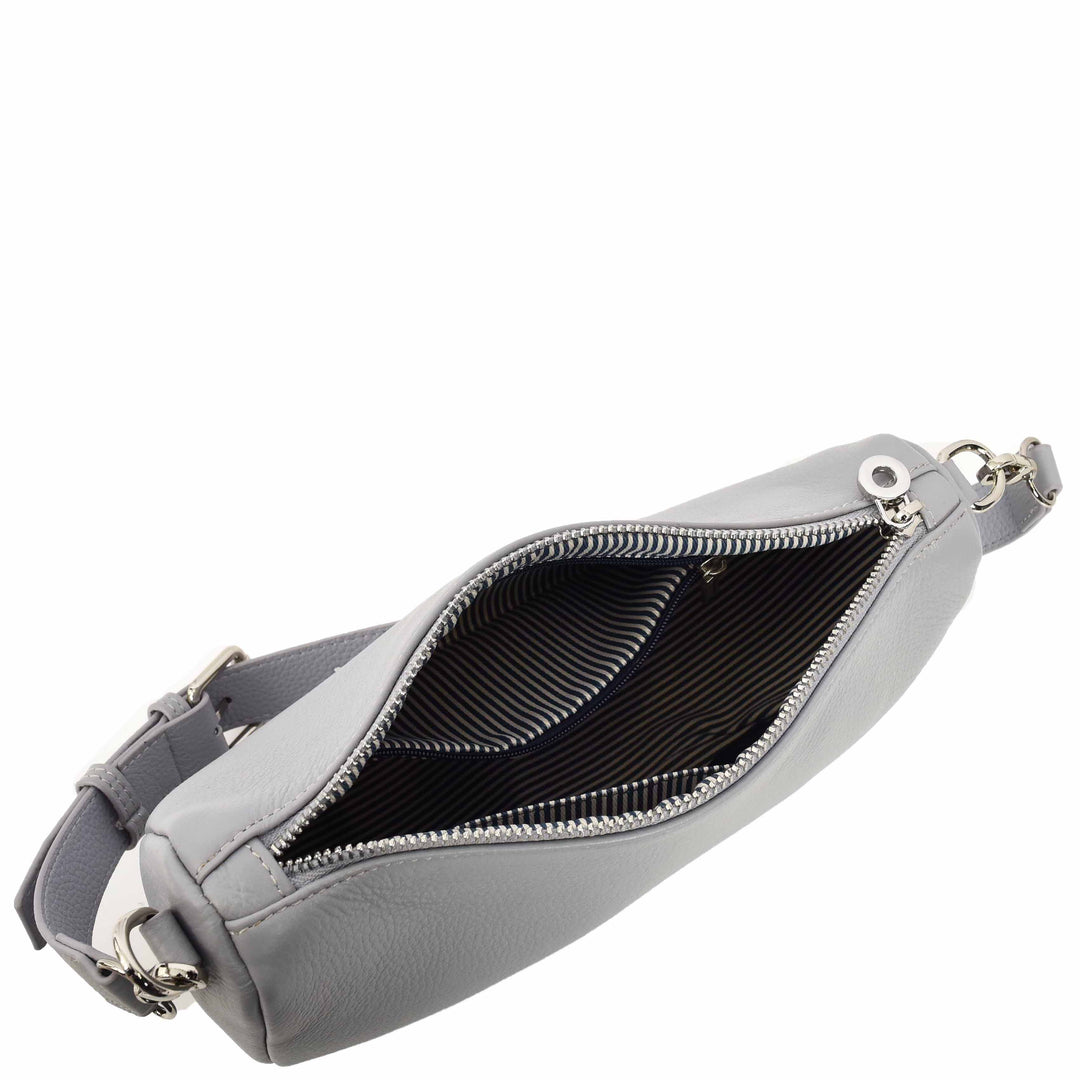 Women's Real Leather Crossbody Bag Half-Moon Style Agnes Blue 6