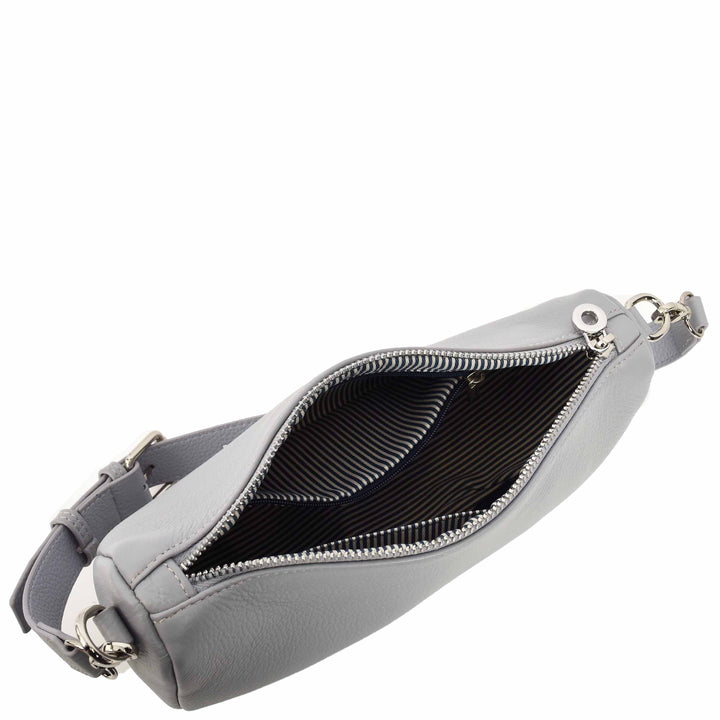 Women's Real Leather Crossbody Bag Half-Moon Style Agnes Blue 6