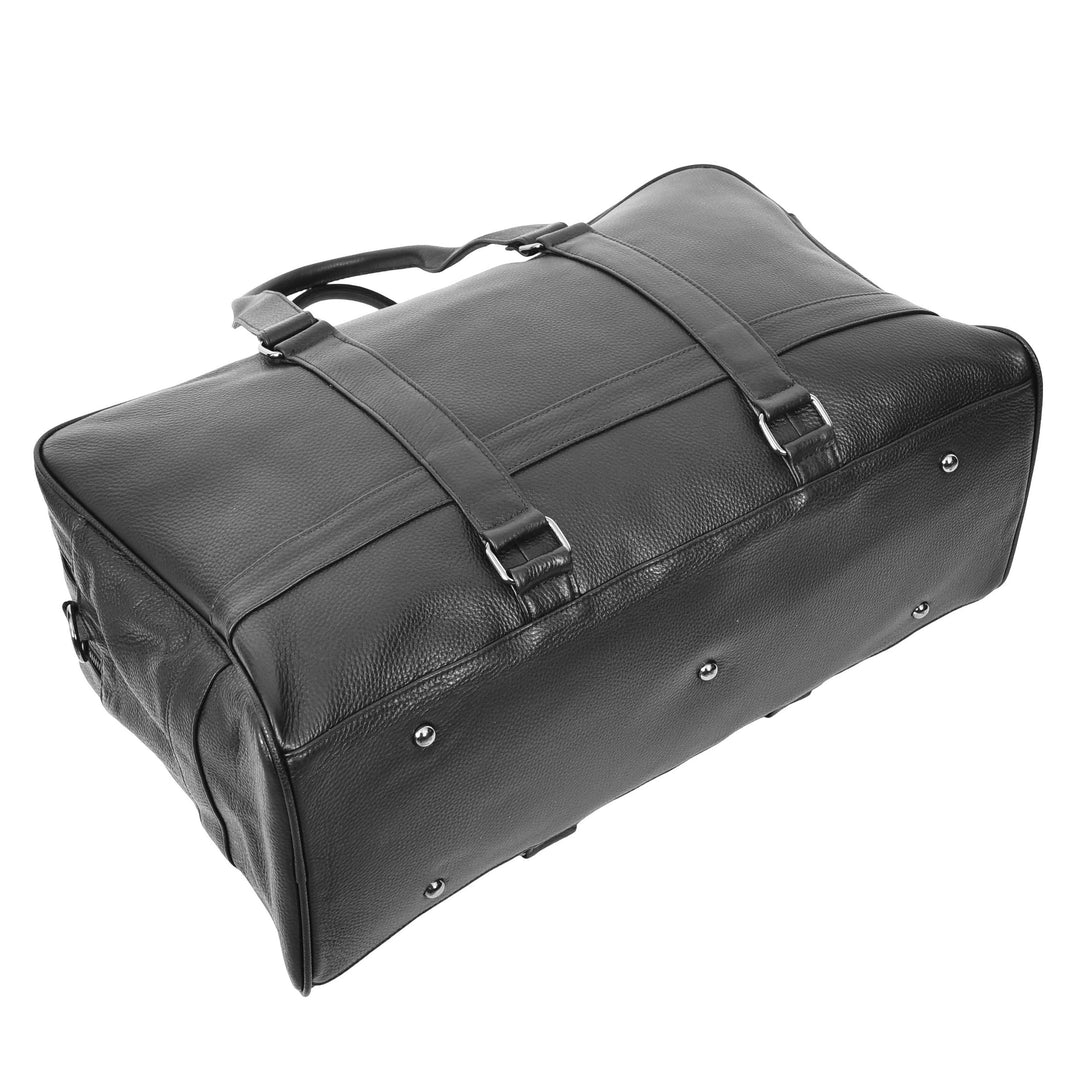 Leather Holdall Weekend Bag Preston Black 5