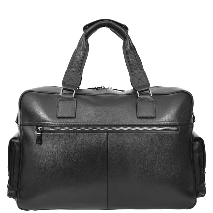 Leather Holdall Mid Size Weekend Bag Kensington Black 1