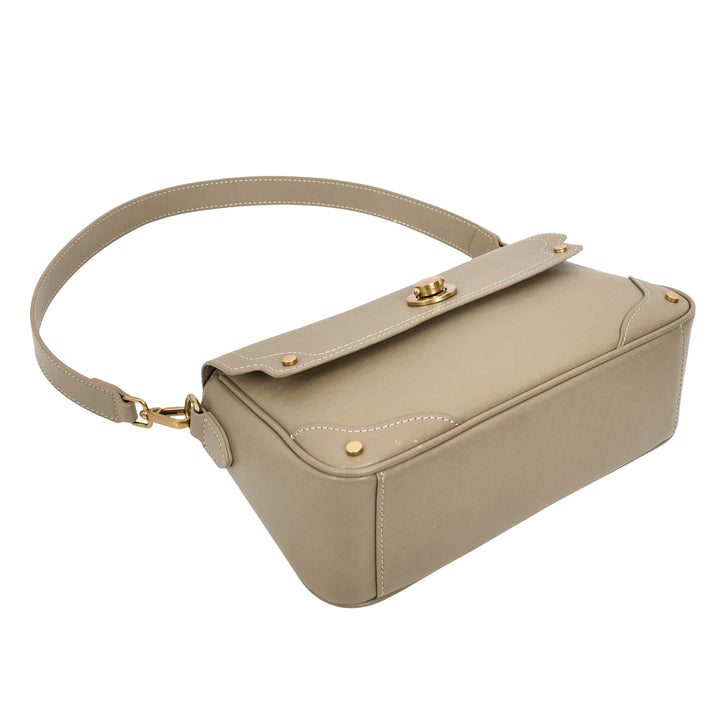 Women's Leather Crossbody Handbag Flap over Turn Lock Bag Beverly Grey 6