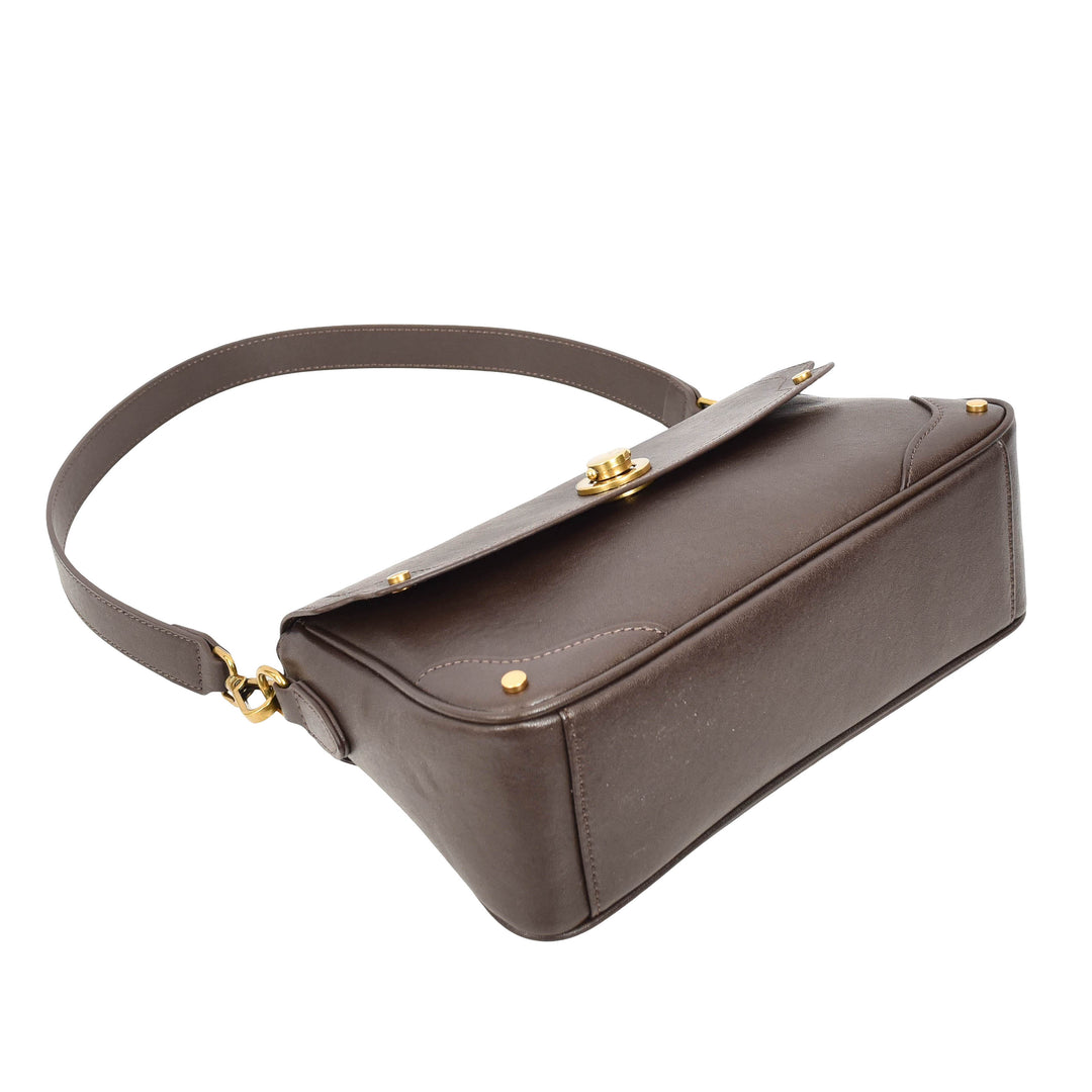 Women's Leather Crossbody Handbag Flap over Turn Lock Bag Beverly Coffee 8
