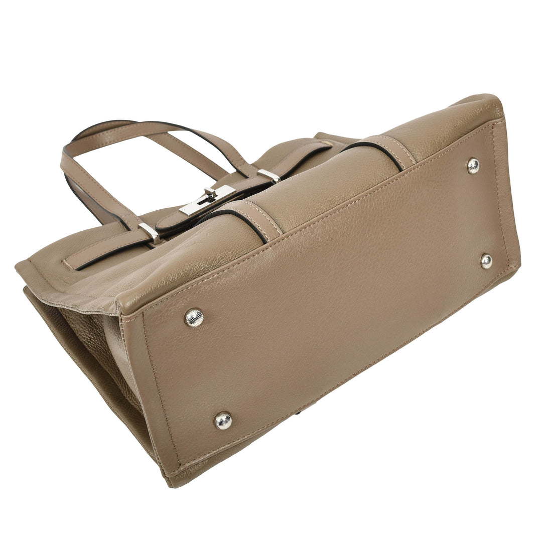 Women's Real Leather Handbag Detachable Strap Shoulder Bag Raven Khaki 6