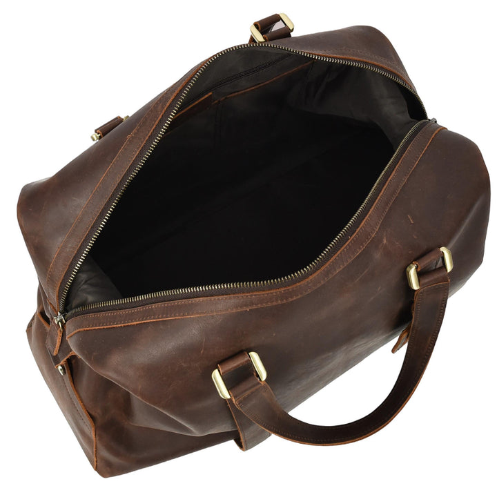 Leather Holdall Weekend Bag Aspen Rust Brown
